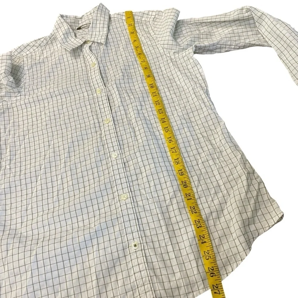 Banana Republic Classic White Green Gingham 100% Cotton Button Down Shirt Sz M